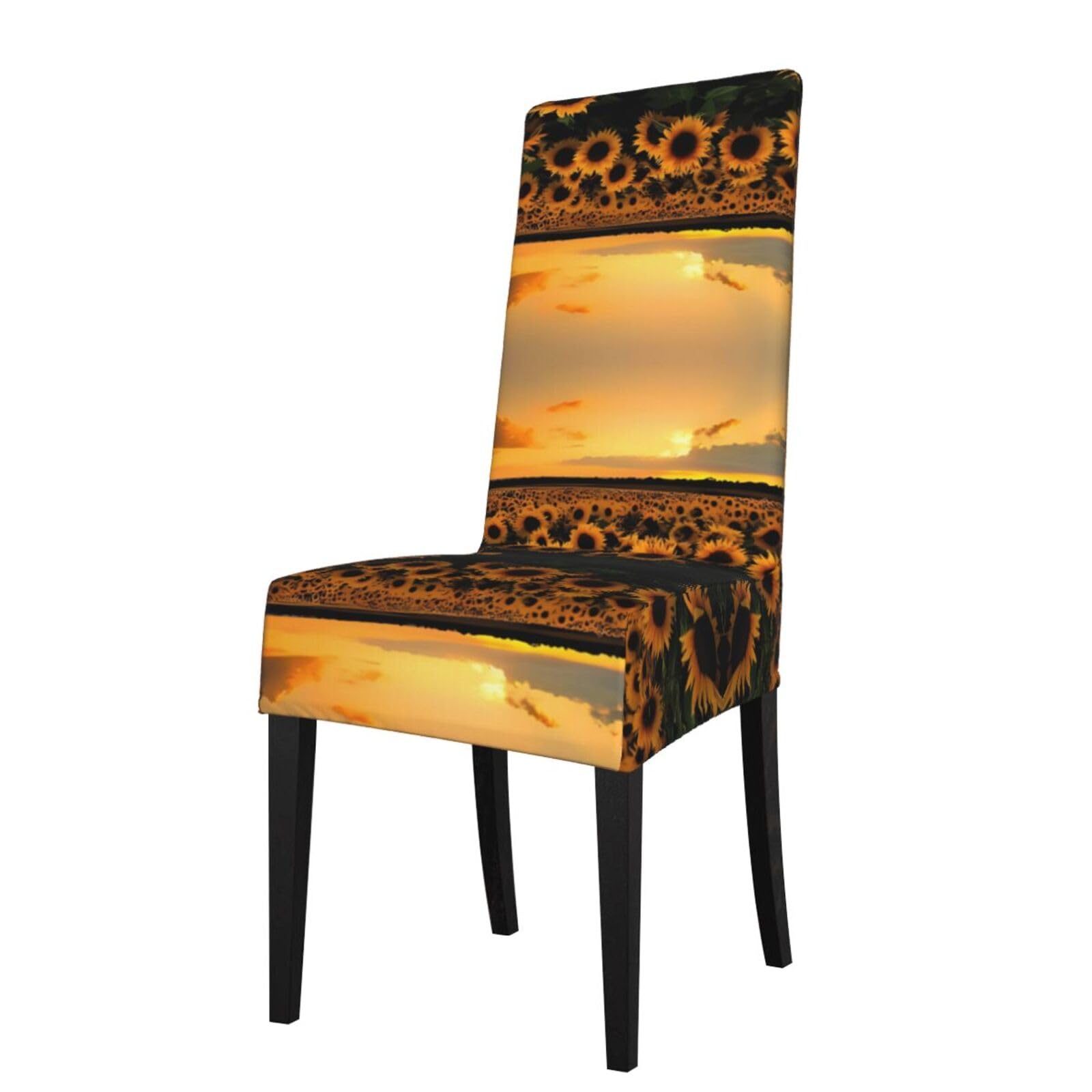 WHJDPP sunflowers sea Prints Protection Cover for Dining Chair - Stretchy Seat Throw Covers, Wrinkle-Free & Easy Care for Hotel, Wedding & Home Dining Chairs