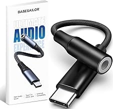 Basesailor Type-C to 3.5mm Audio Jack Connector/Adapter[5-Year Warranty*] with DAC Compatible for iPhone 15 & 16,Samsung S Series,OnePlus,Google Pixel, Nothing & Any Type C Phones-Headphones Converter