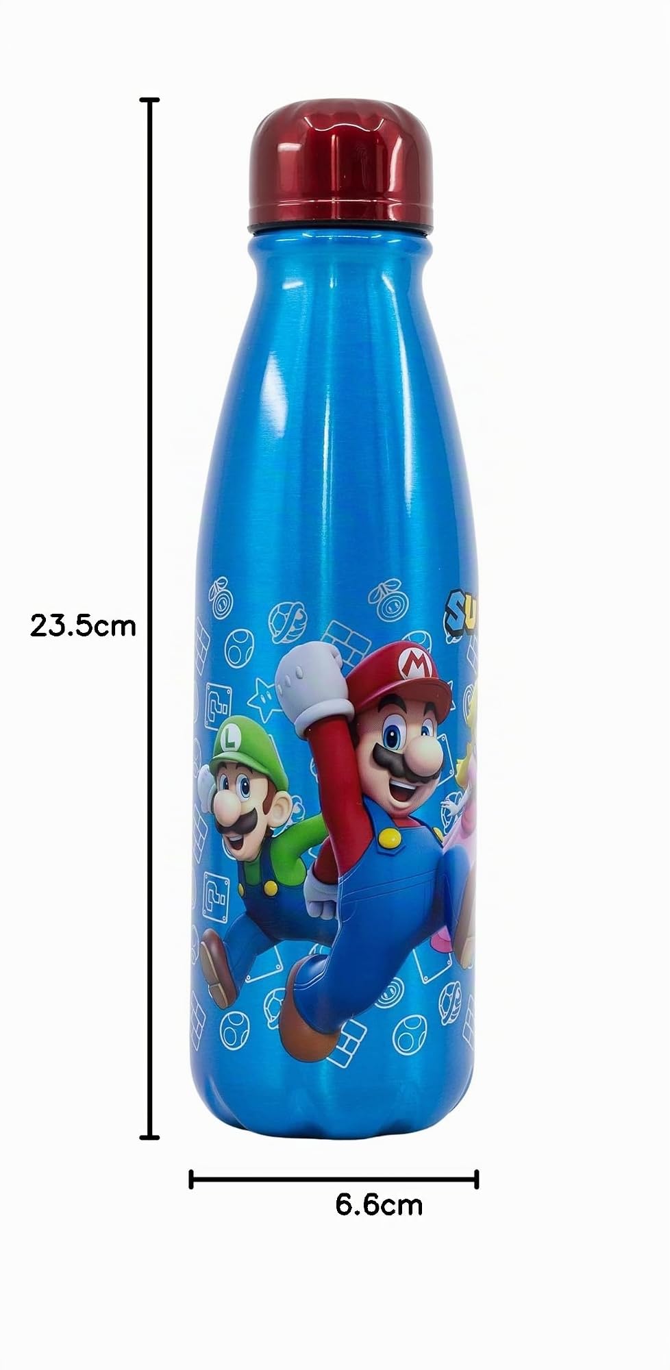 STOR Gourde Aluminium Enfant Super Mario Bros 600ml - Réutilisable avec Embout Sécurisé et Bouchon Anti-Fuite pour École Sport Enfants