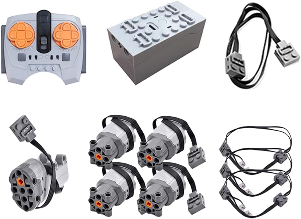 Qter – Kit De Motorisation Power Functions – 2 Moteurs XL, Servomoteur, Télécommande Et Batterie – Compatible Blocs De Construction