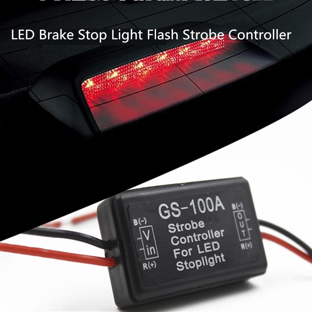 Qiyun Coche, Coche, Objetos Lámparas Luces para Coche, Caja del Regulador Freno del Módulo del Flash de Luz estroboscópica de Detención del GS-100A LED 12V para el Coche