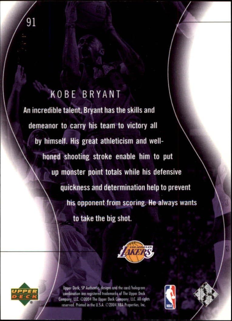 2003 SP Authentic Basketball Card (2003-04) #91 Kobe Bryant