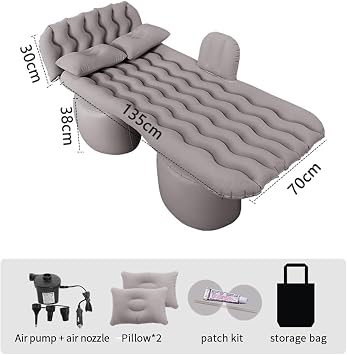 Car Air Mattress for Ford Maverick 2022 2023 2024, Inflatable Car Bed for Back Seat Sleeping, Soft Car Inflatable Bed Back Seat Mattress Airbed,B Grey