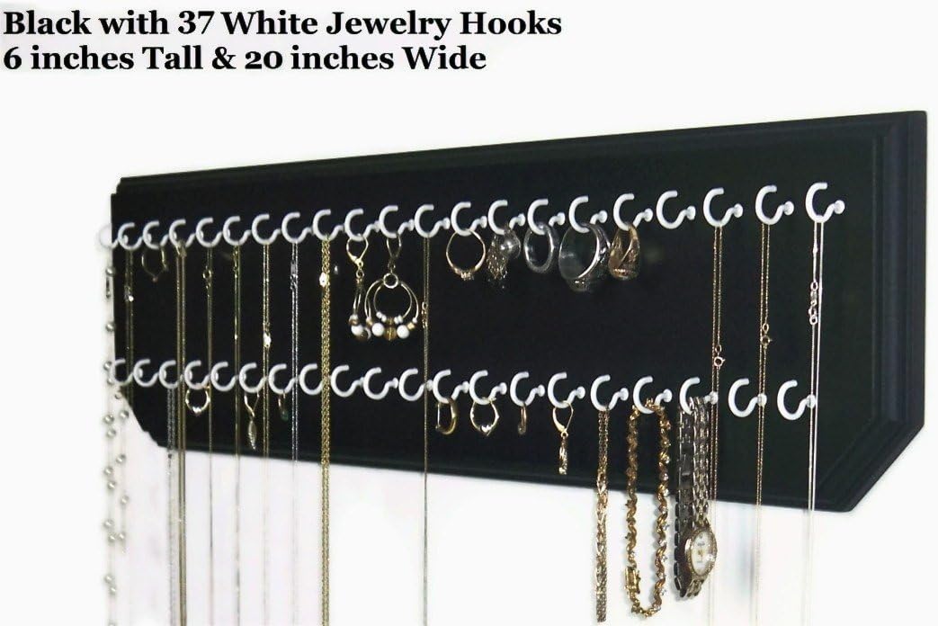 6x20Black 37White, Jewelry Organizer, Hanging Necklace