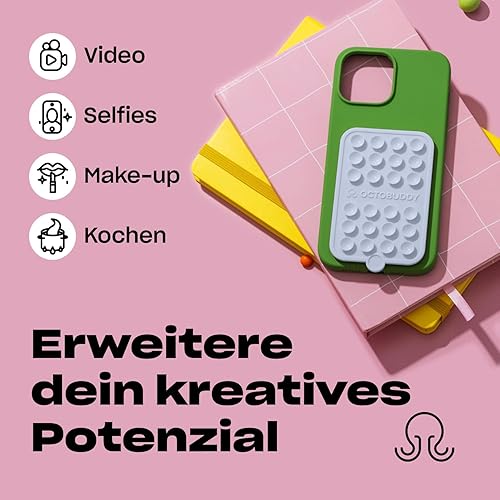 Miniatura 5 de OCTOBUDDY Funda desmontable de silicona de doble cara con succión para teléfono - Manos libres, soporte de agarre fuerte para selfies y videos