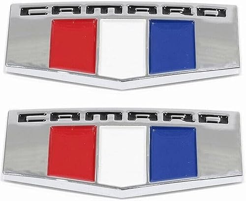 2 PCS Emblemas Camaro M - Insignia de Metal 3D - Reemplazo de Guardabarros Delantero Derecho Izquierdo para Camaro Ss Rs Zl1 Chrome Multi