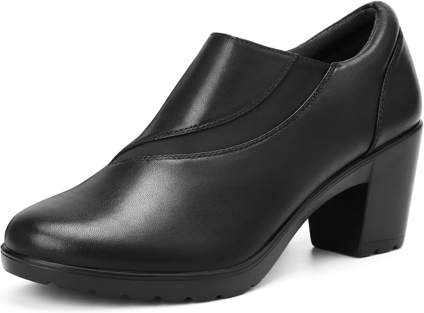ZURINWomen's Low Chunky Block Heel Pumps with Zipper Comfortable Heeled Loafers Dress Work Shoes for Business Casual