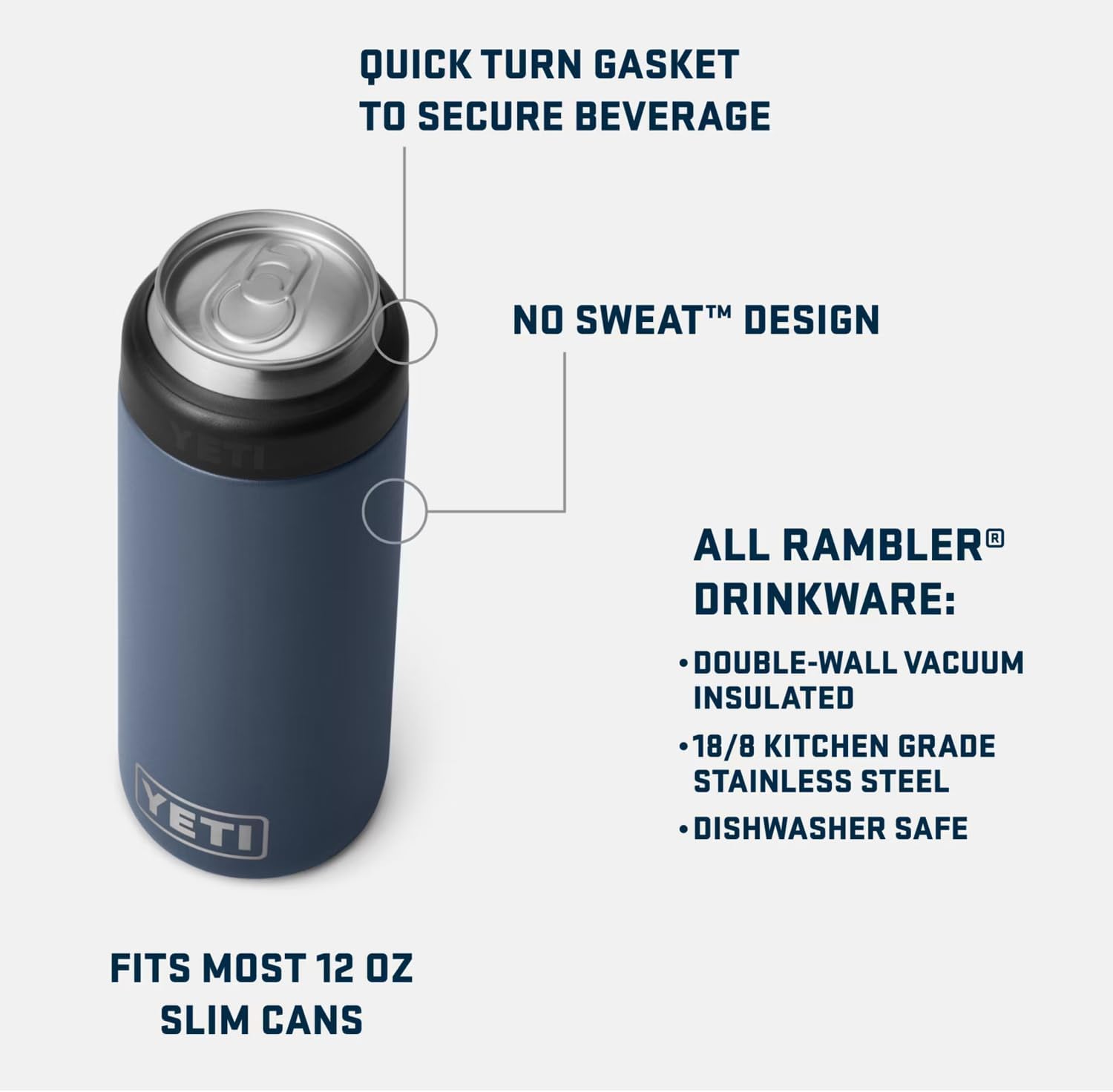 YETI Rambler 12 oz. Colster Slim Can Insulator for the Slim Hard Seltzer Cans, Big Sky Blue (NO CAN INSERT)
