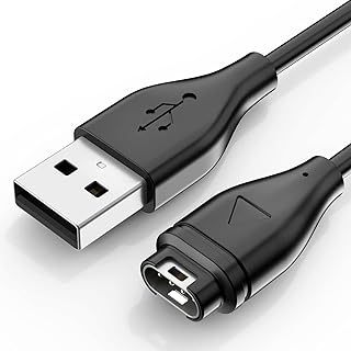 Cabo de carregamento de banda compatível com Garmin Vivoactive 5 4 3 3S 4S, Garmin Vivomove 3/3S/cabo de carregamento, cabo de carregamento rápido USB de 100 cm, carregador de relógio portátil, Preto