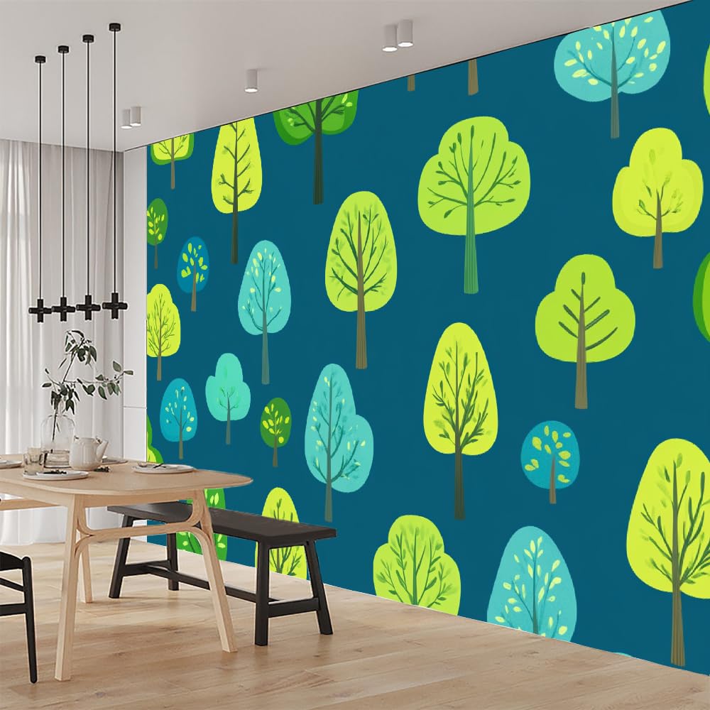 Mural de pared para dormitorio Árbol Del Bosque Vinilos de pared impermeables autoadhesivos grandes Caricatura De Paisaje Natural Póster para sala de estar habitación infantil fondo de TV 200x140cm