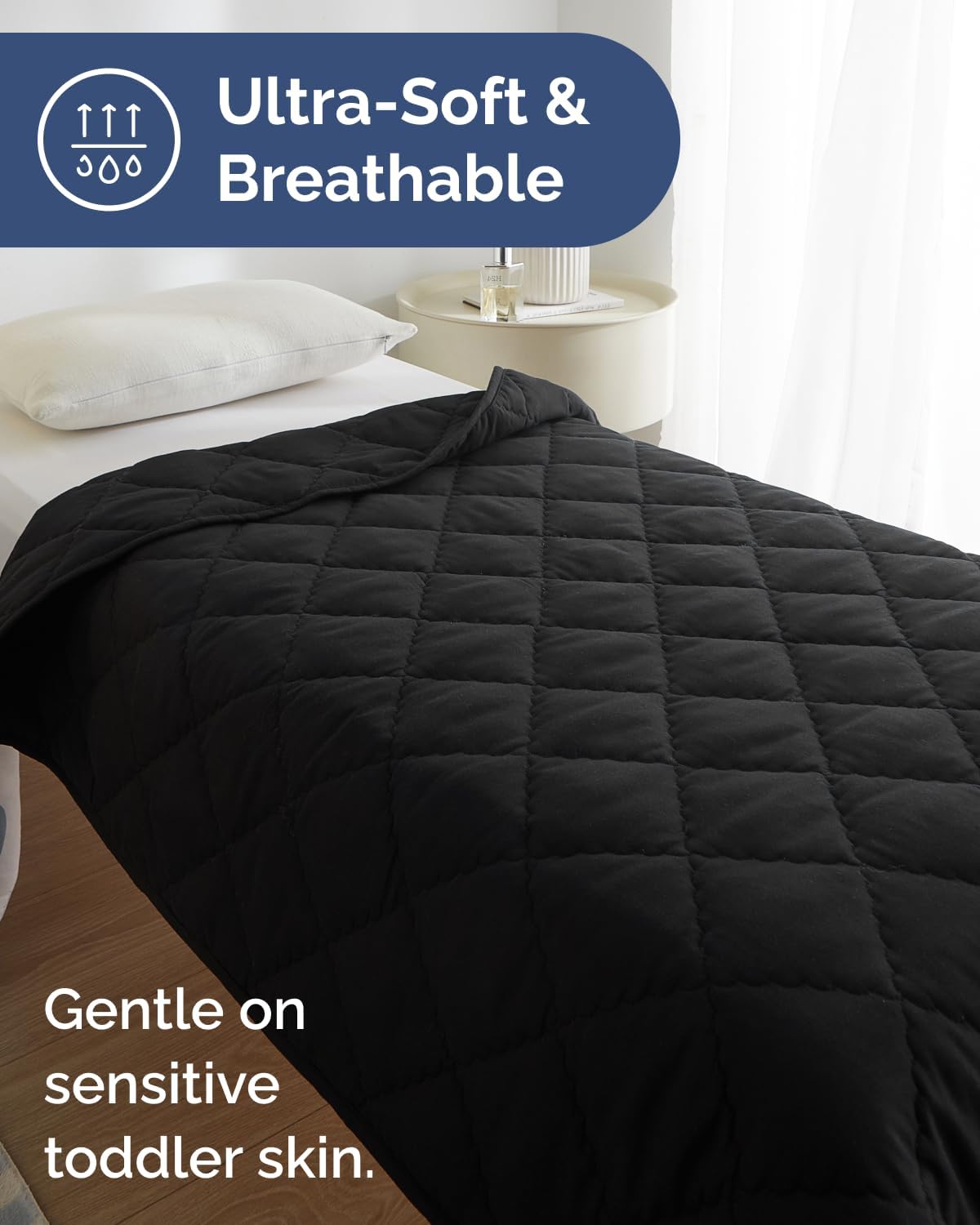 Toddler Comforter - Down Alternative Toddler Microfiber Comforter - Lightweight & Warm Baby Quilt Blanket - Soft & Breathable - Kids Duvet Insert for Crib, Stroller - Machine Washable - 39x47 (Black)