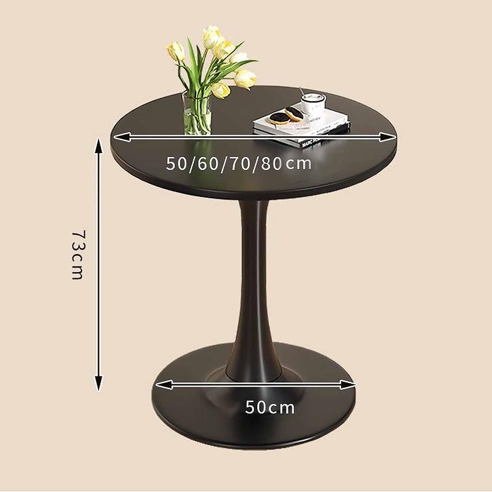 Tavolo da pranzo rotondo per 2-6 persone, con piano nero e gambe in metallo, tavolino slish per sala da pranzo, cucina, caffetteria, design salvaspazio, moderno in pelliccia