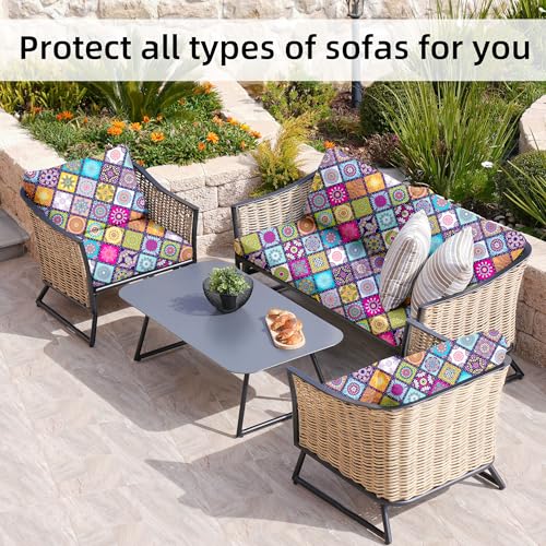 Image of BIETYONE 8Pcs Stretch Patio Cushion Covers,Outdoor Couch Covers Replacement,Outdoor Couch & Sofa Slipcovers,for Patio Furniture Cushion Covers,Washable Reusable urniture Protector(Colored Glass,8PCS)