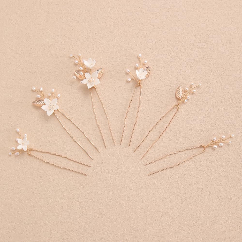Horquillas para el pelo hechas a mano con flores de arcilla polimérica, accesorios para el pelo de novia