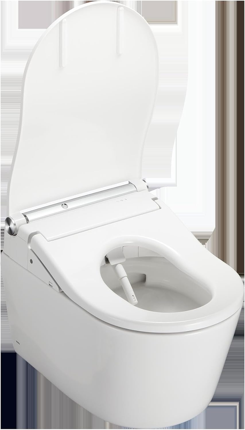 TOTO® WASHLET®+ RP Wall-Hung D-Shape Toilet with RW Bidet Seat and DuoFit® In-Wall 1.28 and 0.9 GPF Auto Dual-Flush Tank System, Matte Silver - CWT4474547CMFGA#MS