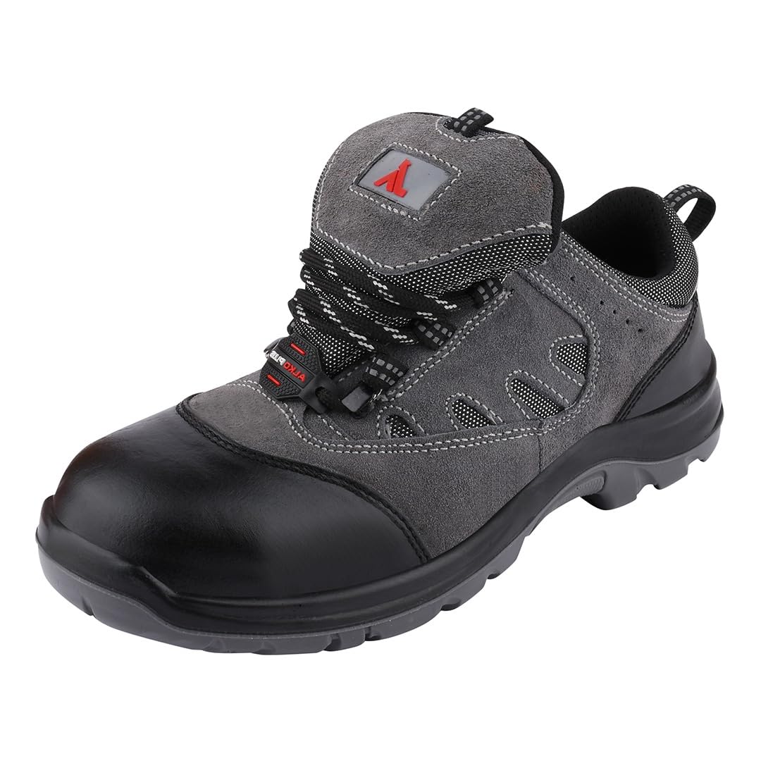 APS 3X Steel Toe Safety Shoes for Men – Grey Suede Leather, PU Double Density Sole, is 15298 Certified Work & Industrial Safety Footwear (1 Pair)-image-27