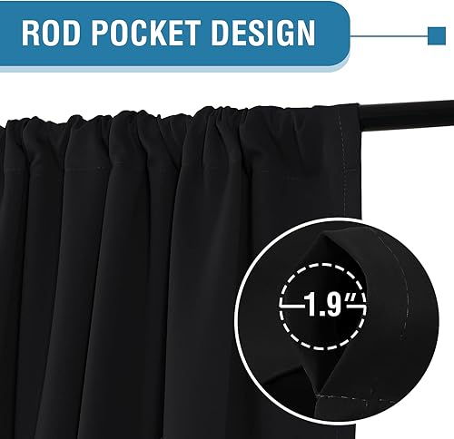 Miniatura 3 de H.VERSAILTEX Cortinas 100% opacas para dormitorio, 42 pulgadas de ancho, con aislamiento térmico, cortinas opacas de 54 pulgadas de largo, con