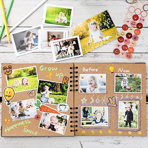 Scrapbook Photo Album (8 X 8 Inch) - 60 Pages Photo Scrap Memory Book - Thick Kraft Paper Scrapbooking & Stamping Supplies With Corner Protectors, Ribbon Closure Suitable For Wedding,Travel,Graduation #TOP5