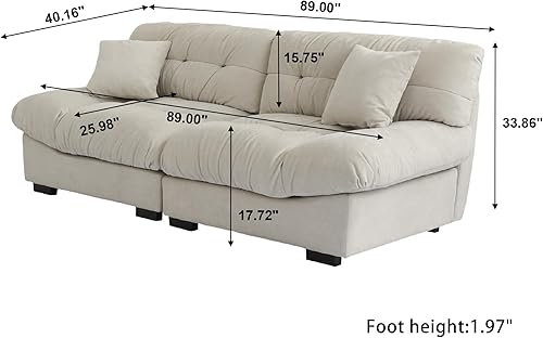 Miniatura 10 de JACH Sofá modular de nube esponjosa de 105 pulgadas, sofás suaves minimalistas, sofás modernos y cómodos, sofá biplaza de terciopelo con dos
