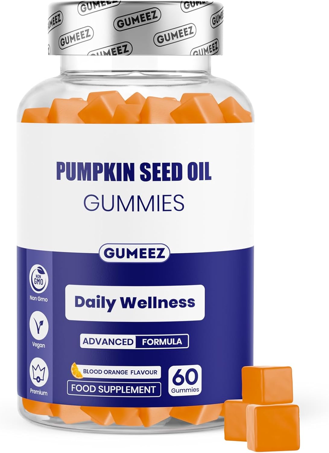 Pumpkin Seed Oil Gummies 2,000mg – High Strength for Prostate & Bladder Support and Hair & Nails Nourishment – Delicious Blood Orange Flavour – 30 Day Supply – Vegan Food Supplement
