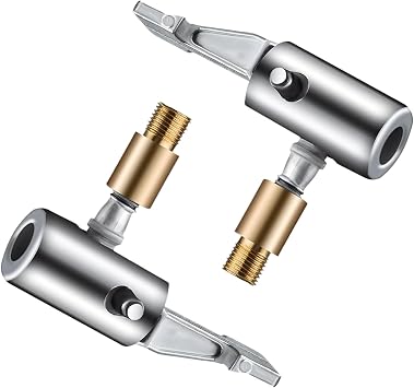 2 Pack Tyre Inflator Adaptor, Quick Release Tyre Inflator Adaptor for Standard Valve, Locking Air Chuck for Cars, Motorcycles & Bicycles
