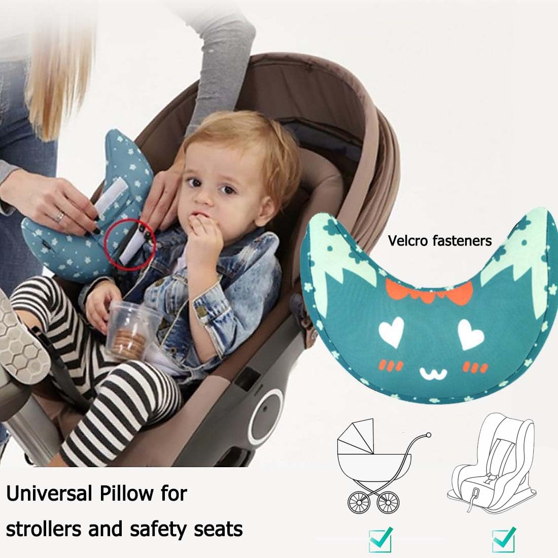 Cuscino per Cintura per Bambini, Poggiatesta Auto per Bambini, Cuscino per il Collo, CopriCintura, Cuscino per Sedile Auto, Cuscino per Cintura, Lavabile in Lavatrice