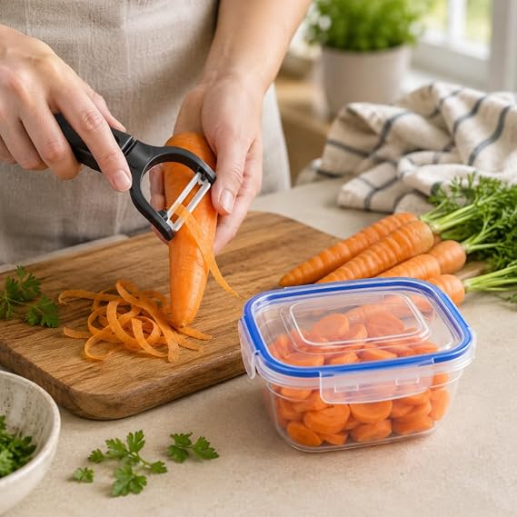 Paslanmaz Bıçaklı Pratik Soyacak, Meyve & Sebze, Havuç, Patates, Kabak, Salatalık Soyucu, Asılabilir Soyma Aparatı (2)