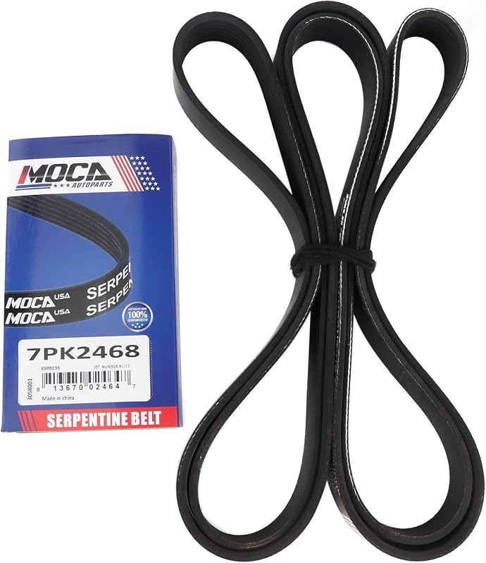 Correia de acessórios serpentina MOCA AUTOPARTS 7PK2468 em EPDM para Nissan Armada, Infiniti QX56, Nissan Titan e Dodge Ram 1500 – 1 unidade