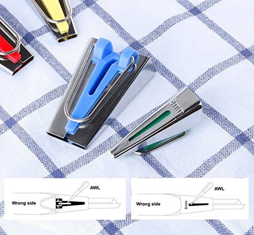 ilauke Fabric Bias Tape Maker 4 Sizes (6mm/12mm/18mm/25mm), Bias Binding Maker Kit, Sewing Quilting Tool for DIY Patchwork Arts and Crafts