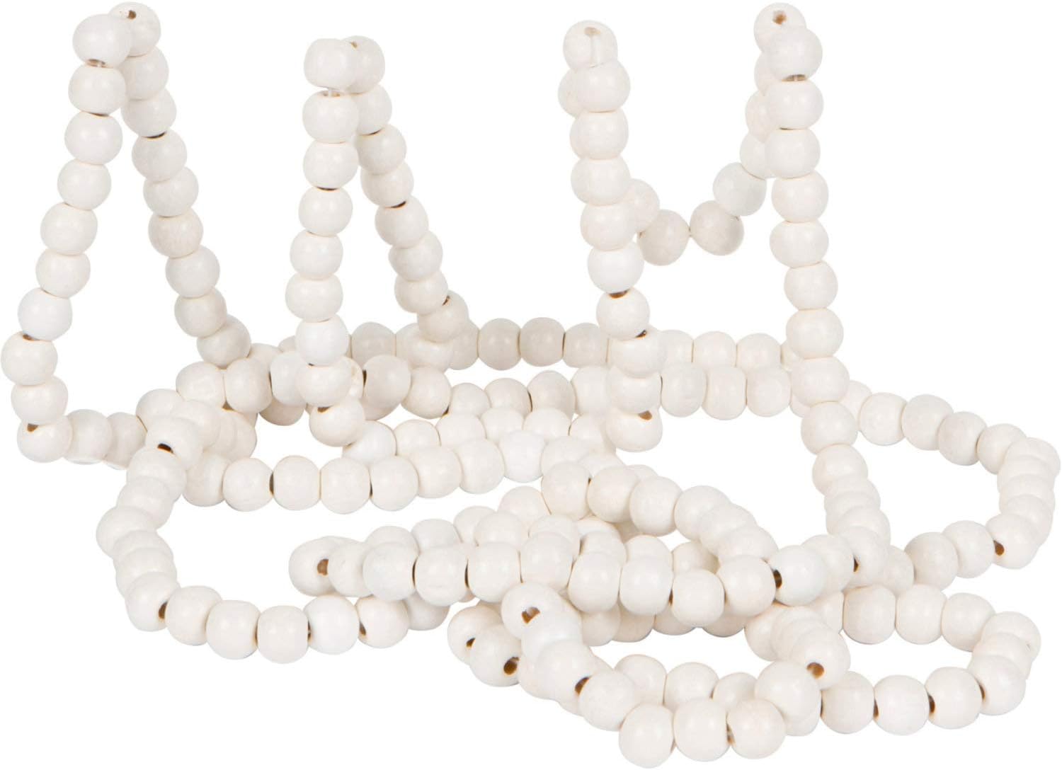 One Holiday Way 9-Foot Long Rustic White Wood Bead Garland Christmas Tree Decoration - Decorative Vintage Style Wooden Everyday Shabby Chic Elegant Wedding Country Farmhouse Winter Home Decor