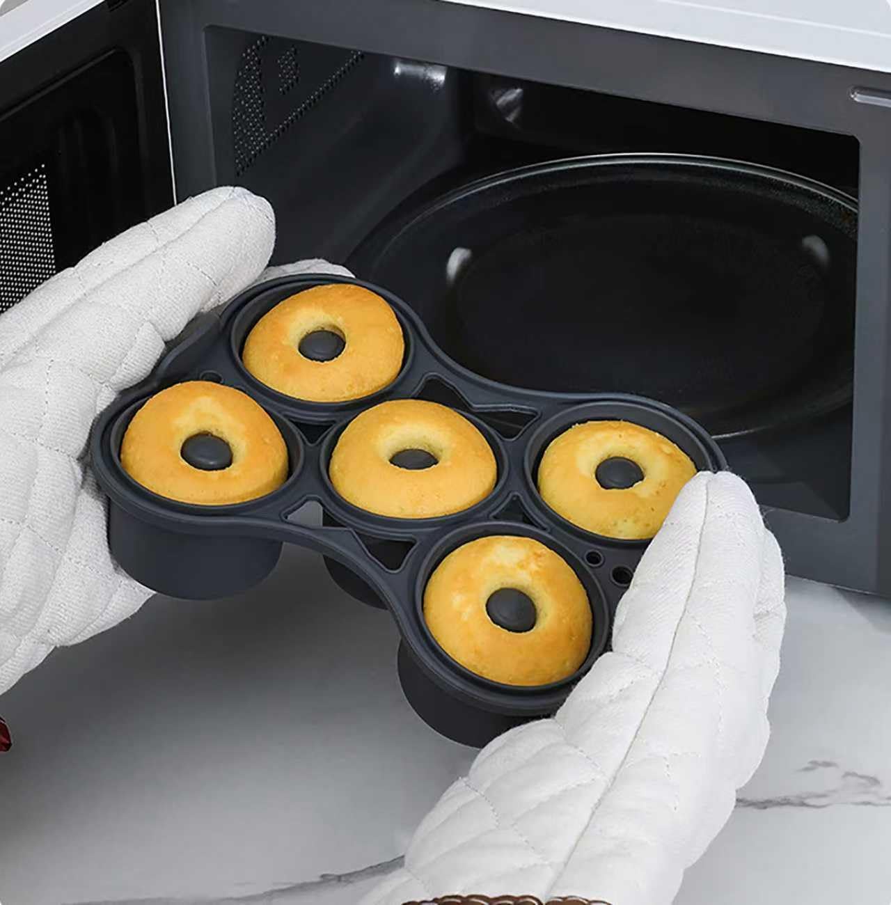 Silicone Donut Mold for 8QT-10QT Air Fryer，Set of 2 Donut Pan for Baking,Non-Stick Bagel Pan for 5 Doughnuts,Dishwasher Safe, Heat Resistant and Microwave Safe