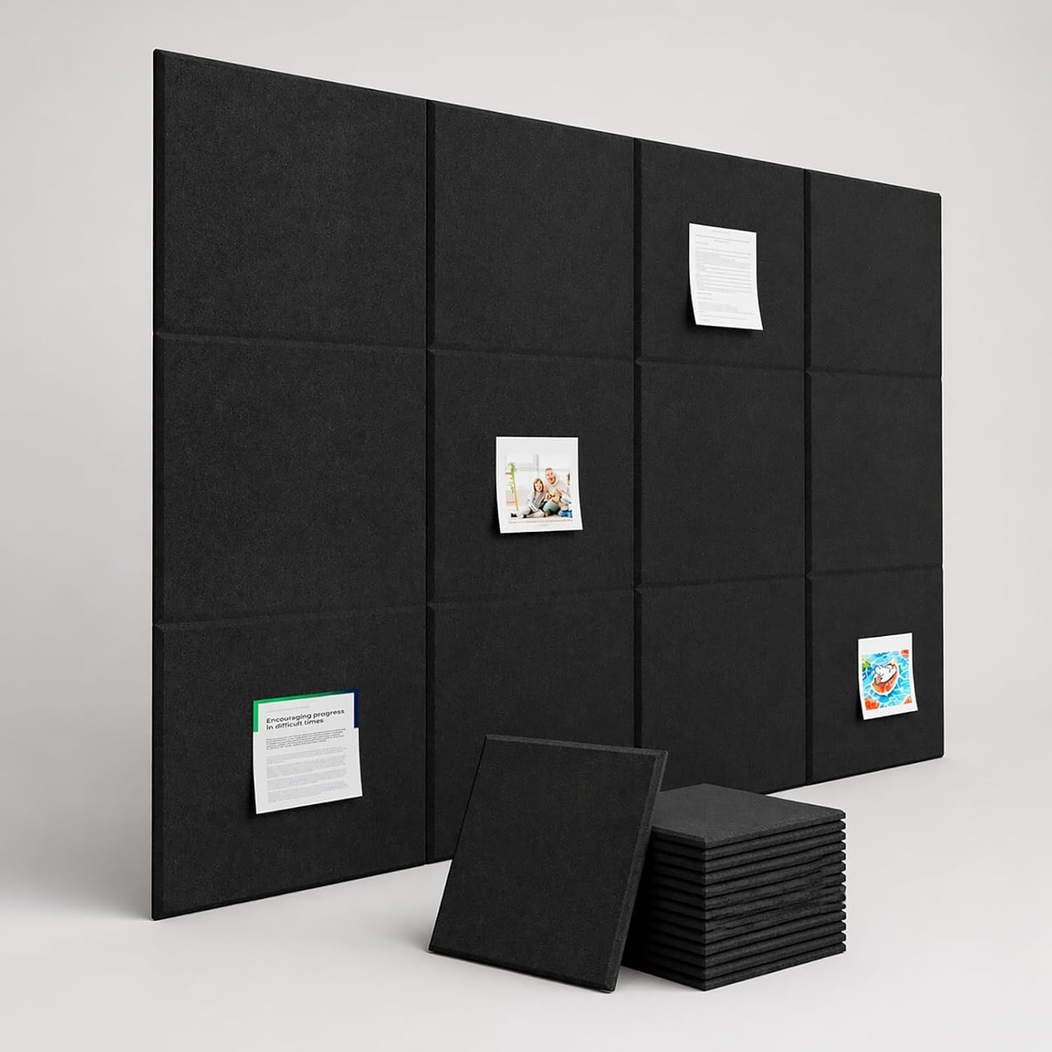 Large Cork Boards for Walls – 48" x 36" Self Adhesive Felt Wall Tiles, Ideal for Office Black Bulletin Board, Easy to Install Pin Board Photo Dart Board Wall Protectors