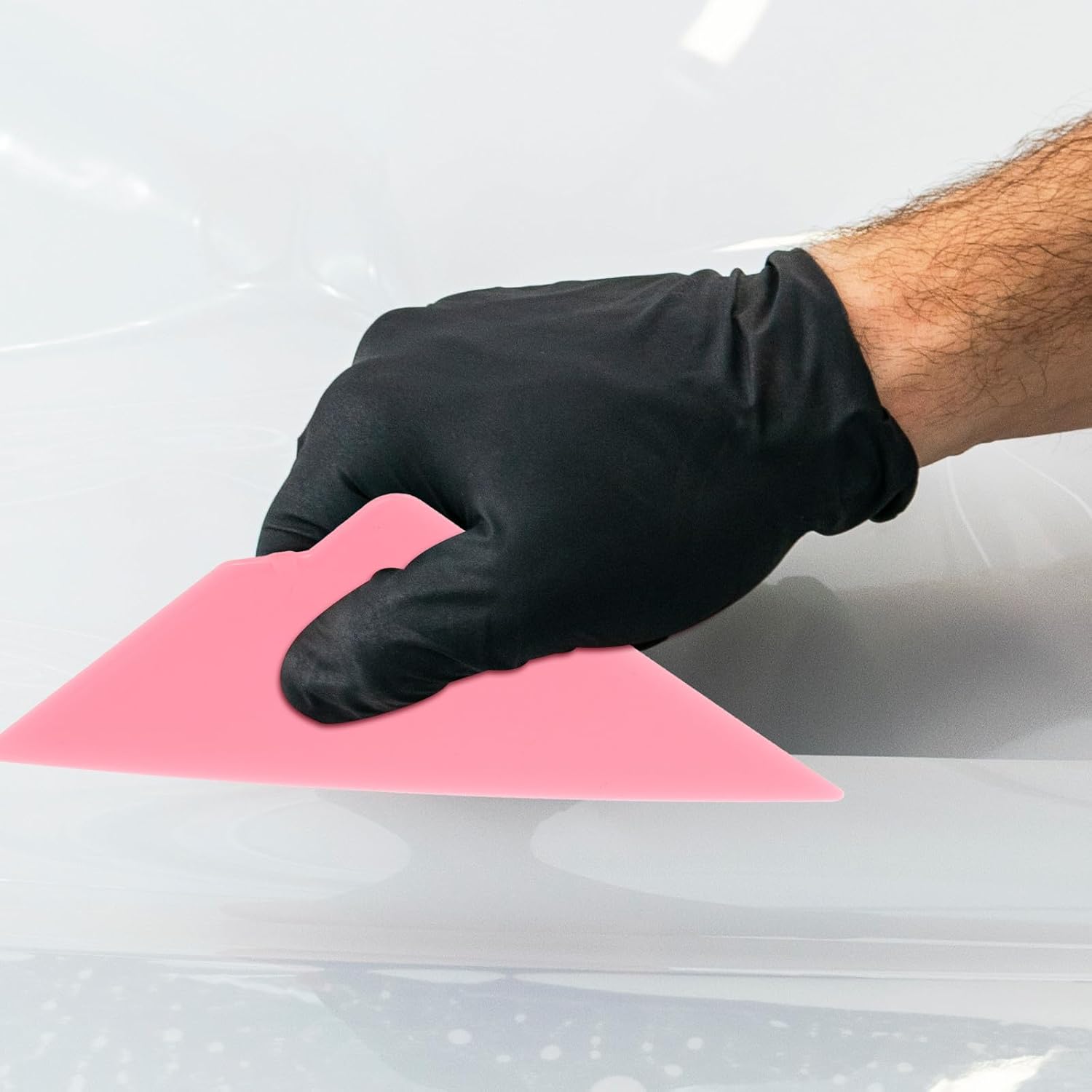 2pcs Car Window Tint Scraper Tools Triangular Soft Glue Squeegee for Window Film Installation Edge Trimming Compact Portable Pink