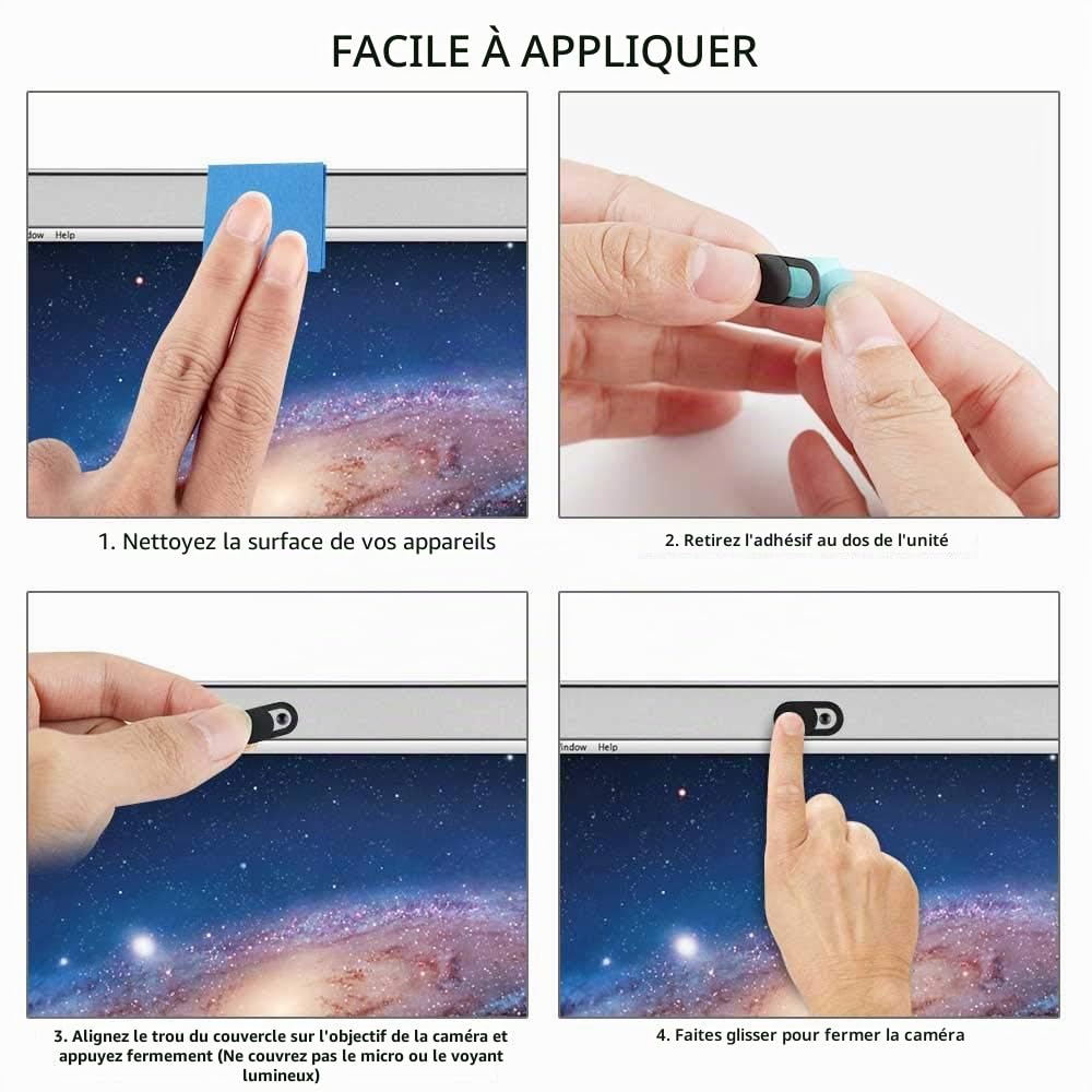 ivoler Pack de 3 Cache Webcam, Webcam Cover Autocollant Coulissant Couverture de Caméra Frontale Ultrafin pour Laptop, PC,Smartphones, Tablettes,Noteboook Pro, etc. - Noir