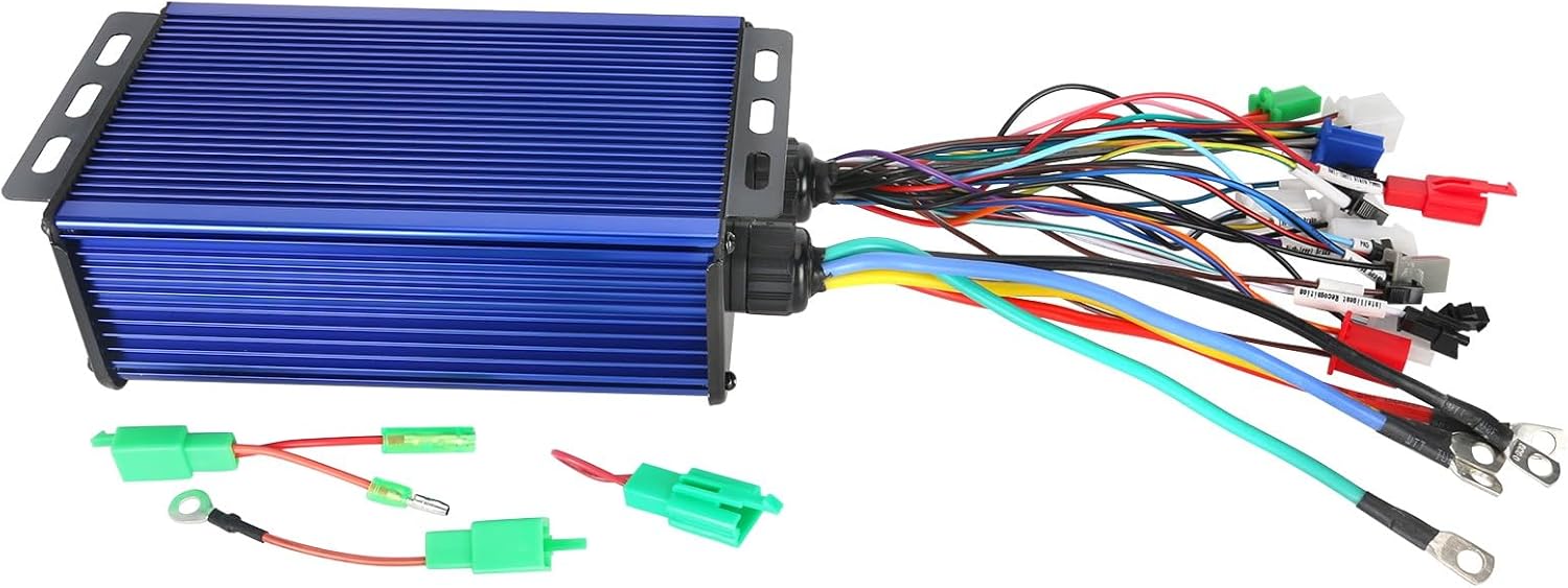 TDPRO Intelligent Brushless Controller 36V 42V 48V 52V 60V 72V 84V 3000W Maximum Current 60A Aluminium Alloy E-Bike Brushless Motor Controller with Throttle Grip for Electric Bicycle Scooter