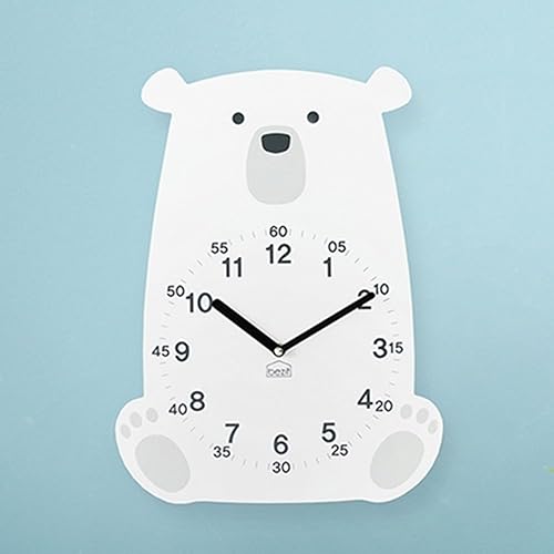 Silent Kids - Reloj de pared para niños, reloj de madera de animales para el hogar, guardería, oficina, habitación del bebé, sin tictac, decorativo,