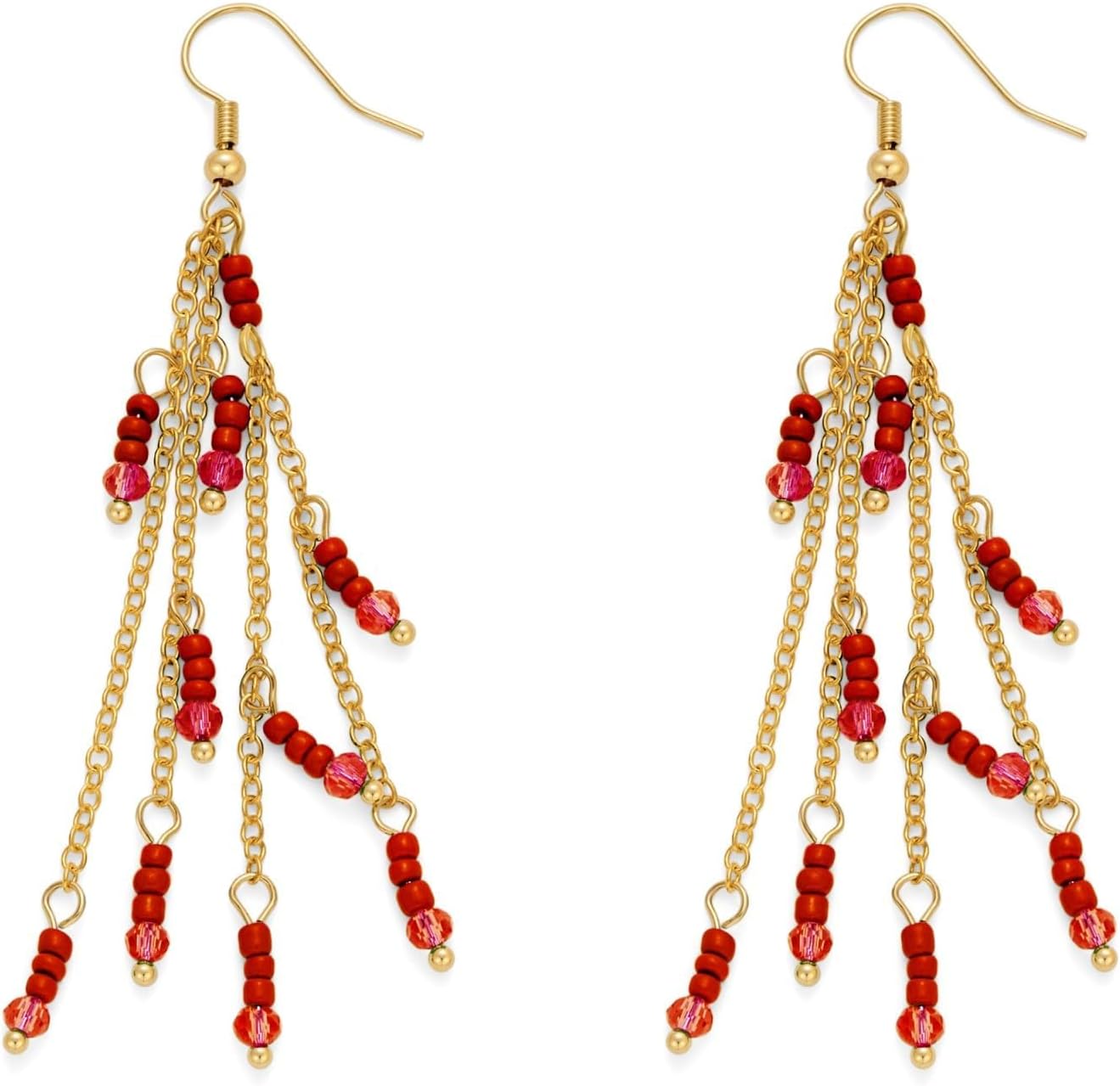 Gold Dangle Earrings for Women Boho Green Beaded Tassel Earrings Women's Jewelry for Festival Party Daily Wear Unique Gift for Her - Image 7