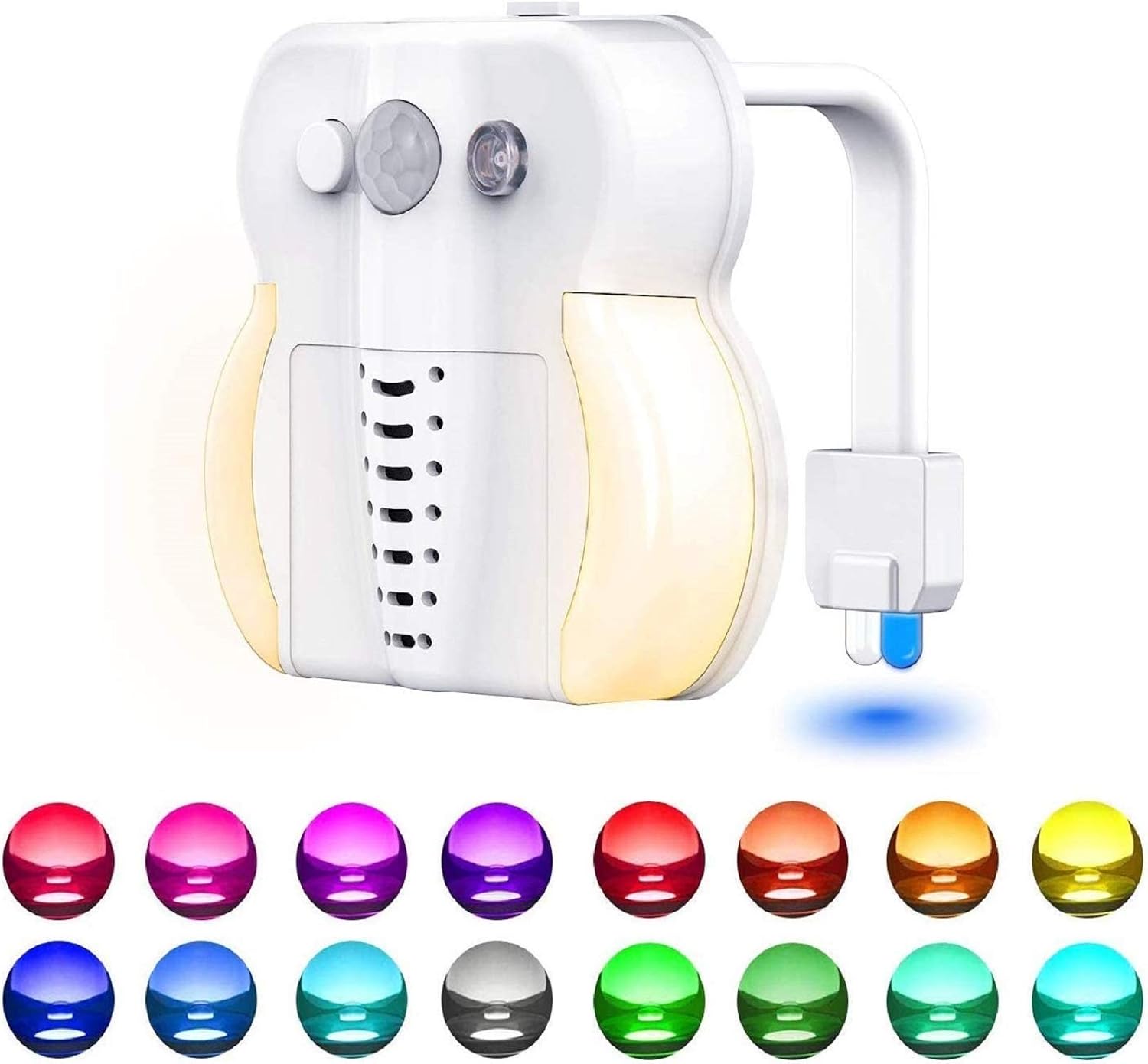 Toilet Night Light, Motion Sensor Night Light, 16 Colors LED UV Toilet Bowl Light with 2 Aromatherapy Tablets,Internal Memory, Light Detection, Color Changing Toilet Light for Bathroom