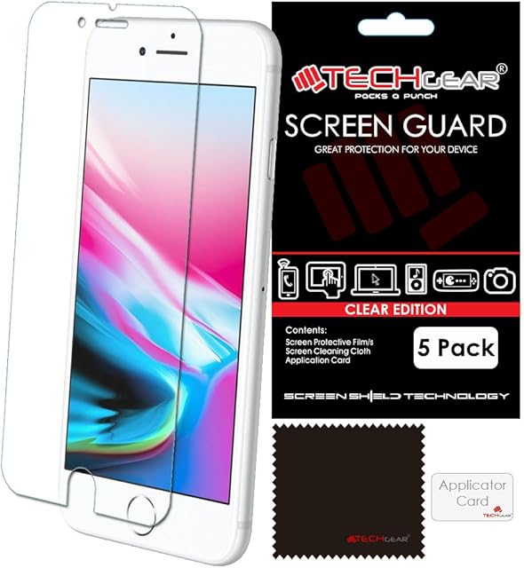 TECHGEAR [5 Pack] Screen Protectors for iPhone SE 5G 2022/2020, iPhone 8, iPhone 7 (4.7") - Ultra Clear Lcd Screen Protector Guard Covers Compatible with Apple iPhone SE, iPhone 8/7 (4.7)