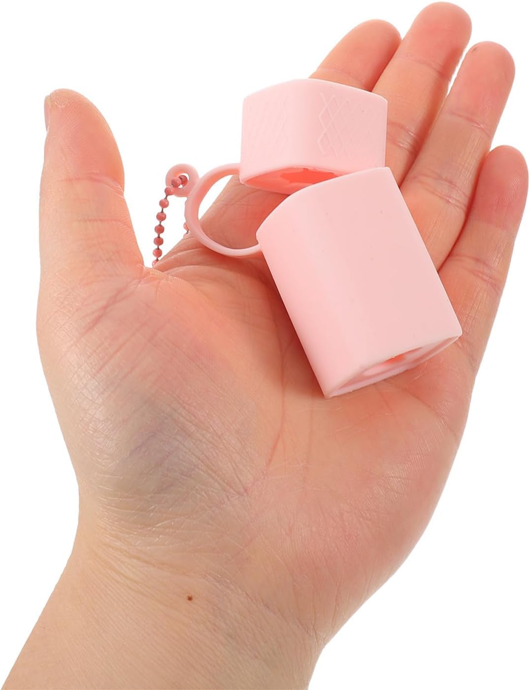 GALPADA 2pcs Silicone Lipstick Case with Chain, Pink Heart Cutout Holder image 4