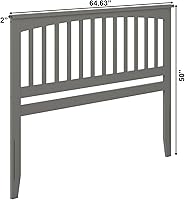 Vista 78 de AFI, Mission - Cabecero de madera maciza individual con cargador acoplable, color gris