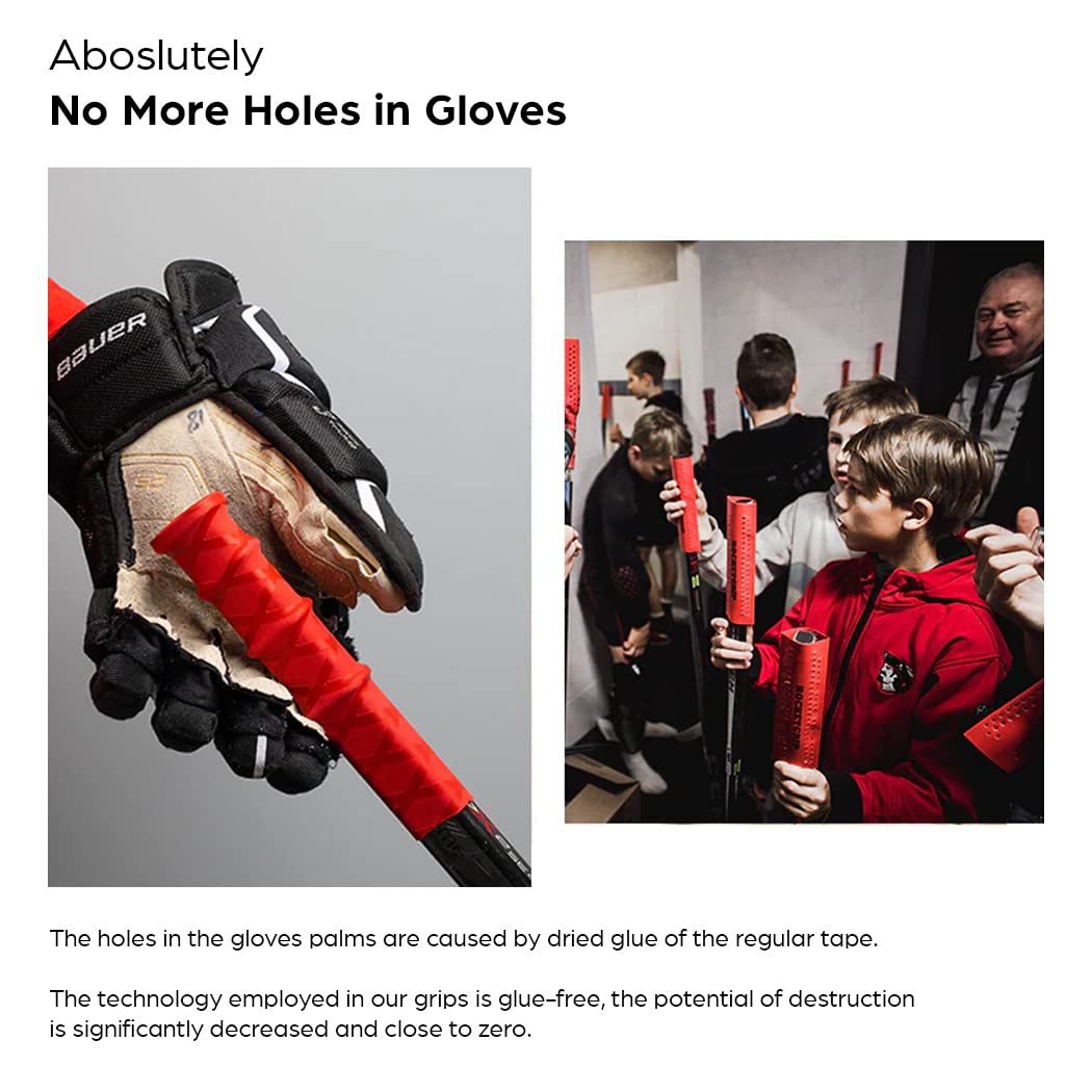 ROCKETGRIP – Impugnatura sportiva per bastone da hockey su ghiaccio – Manopole da hockey in tessuto colorato – Accessori da hockey per adulti e bambini