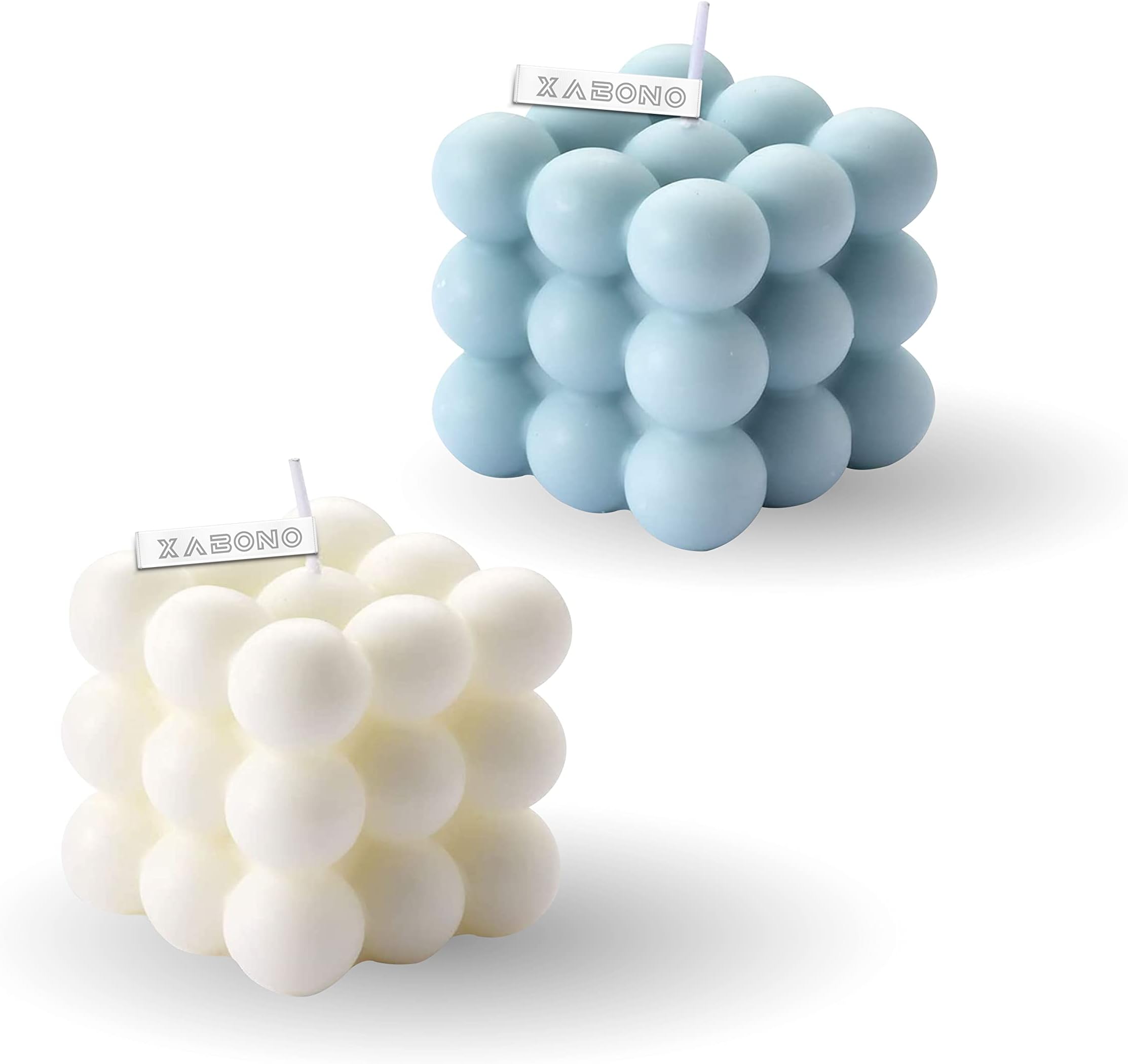 Aesthetic Candles - Vibrant Bubble Candle, Perfect for Women and Girls Who Appreciate Cute Decor - Pack of Bubble Candles (1Pcs White + 1Pcs Blue)