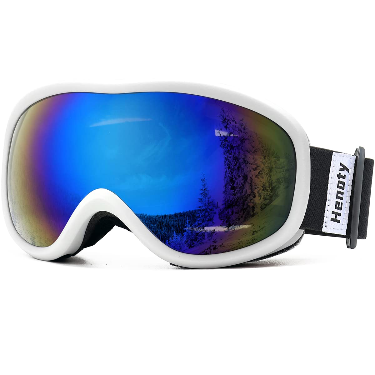 Henoty Ski Goggles, 100% UV Protection OTG Snow Goggles for Men Women Youth Adult - UV Protection Foam Anti-Scratch Dustproof