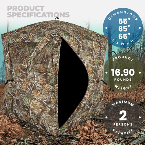 Ameristep Care Taker Portable Pop Up 2 Person Ground Hunting Concealment Blind with Mesh Window and Premium ShadowGuard, RealTree Edge by Ameristep - Image 3