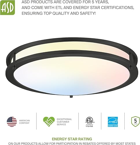 Miniatura 9 de ASD Lámpara LED redonda de montaje empotrado de 12 pulgadas  20W 1550LM 3000K-5000K 120V  3CCT, regulable, Energy Star, certificación ETL, lámpara