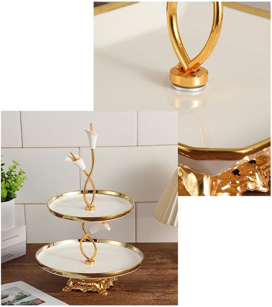 Elegant 2 Tiers Ceramic Snacks Tray Tiered Dessert Stand Perfect For Pastries Cookie And Nut In Modern Homes Kitchen