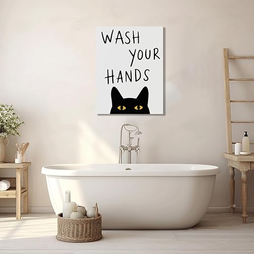 Miniatura 7 de Funny Cat Wash Your Hands Canvas Art Print, Bathroom Home Decor Poster, Modern Abstract Aesthetic Animal Prints Painting for Bathroom Toilet Wall