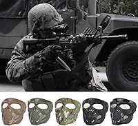 Vista 2 de Máscara táctica ajustable Airsoft máscara protectora de cara completa Paintball equipo con gafas de Halloween máscara de esqueleto, Negro