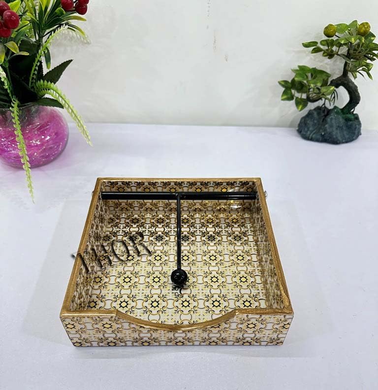 Tissue tray Beautiful Tissues Cube Flat Napkin Holder, Metal Kitchen Napkin Holder with Weighted Tension for Table Kitchen, Dining Room